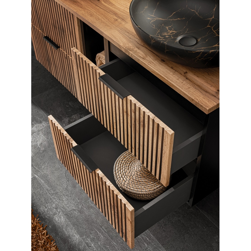 COMAD XILO BLACK WOTAN 82-80-D-2S - Mueble bajo lavabo XILO 57x80,2 cm negro/roble wotan