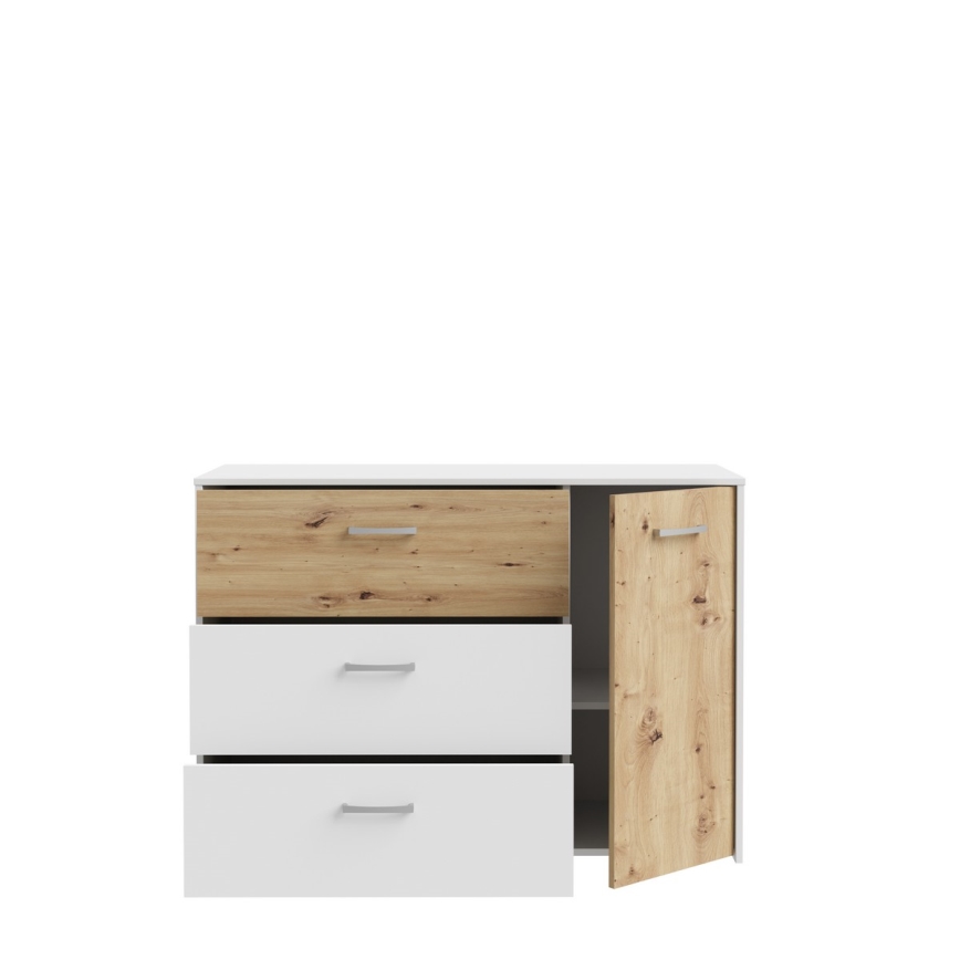 Cómoda con cajones URO roble artisan/ blanca