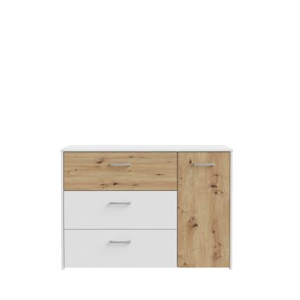 Cómoda con cajones URO roble artisan/ blanca
