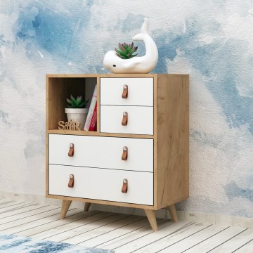 Cómoda FALLOW 89x70 cm blanco/marrón