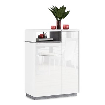 Cómoda FRED con cajón, blanca/gris