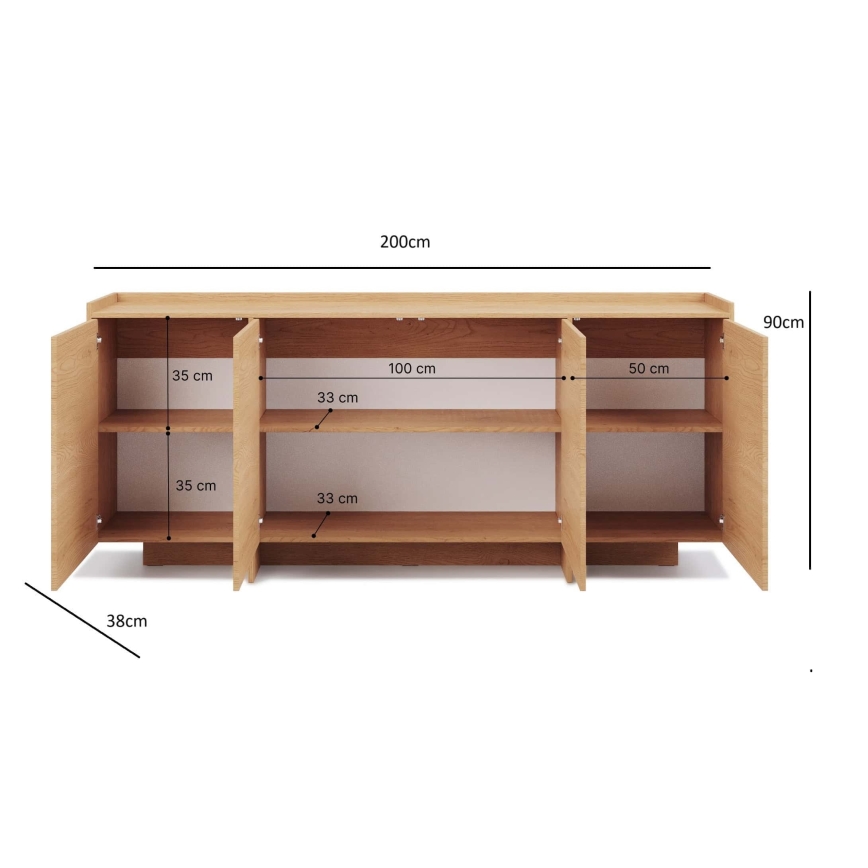 Cómoda KEMI 200x90x38 roble Cremona