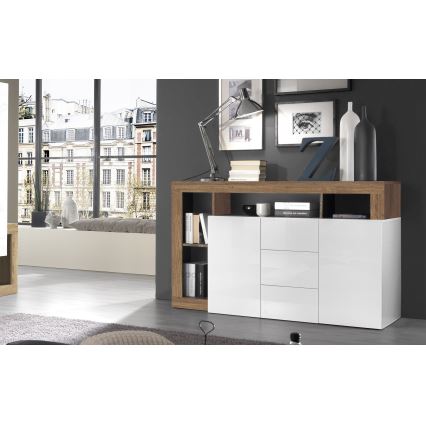 Cómoda LENOR 146x93x42 cm blanco/roble