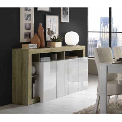 Cómoda LENOR 184x93x42 cm blanca/roble claro