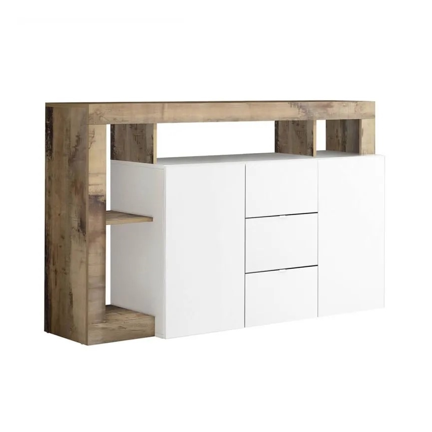 Cómoda LENOR blanca/marrón