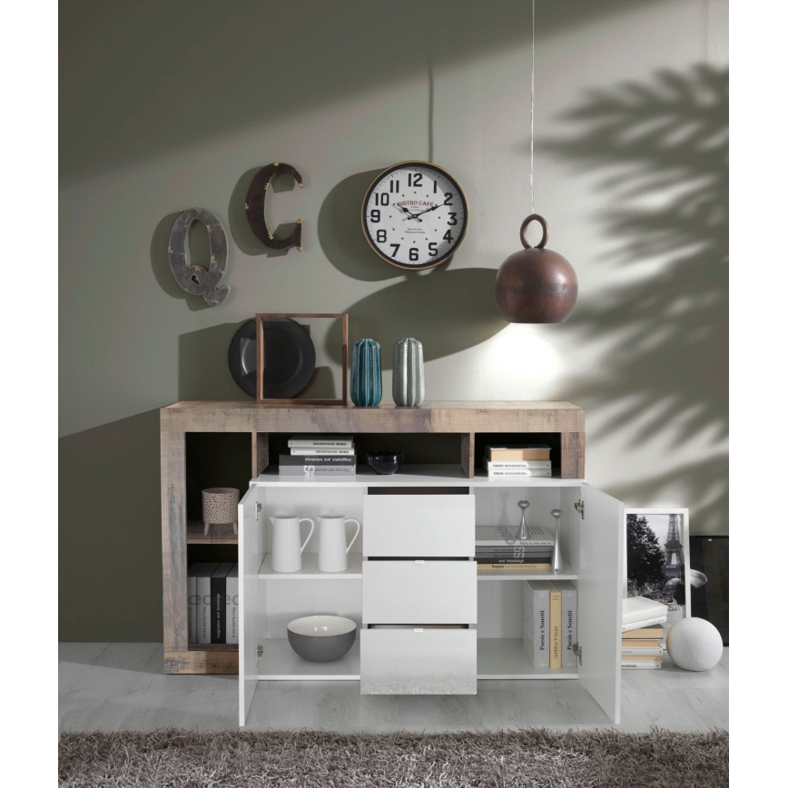 Cómoda LENOR blanca/marrón