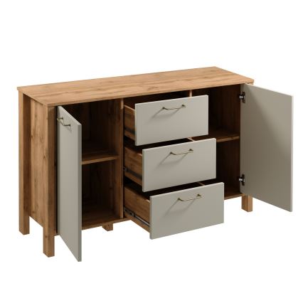 Cómoda MENTA 138x81x40 cm roble wotan/gris