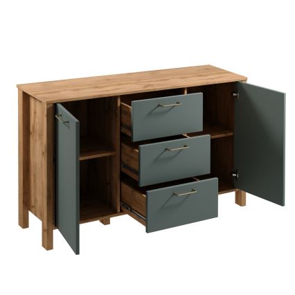 Cómoda MENTA 138x81x40 cm roble wotan/verde