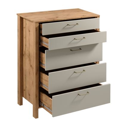 Cómoda MENTA 90x108x47 cm roble Wotan/gris