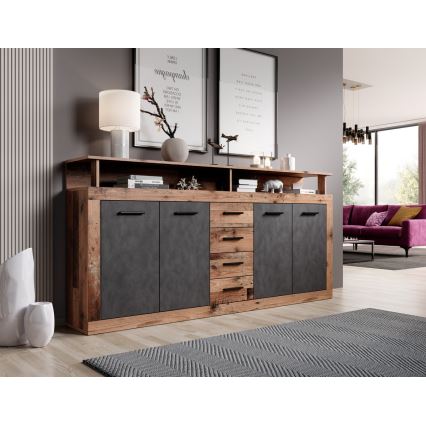 Cómoda RUNA 190x96x32 cm marrón oscuro/antracita