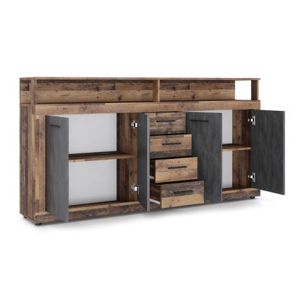 Cómoda RUNA 190x96x32 cm marrón oscuro/antracita