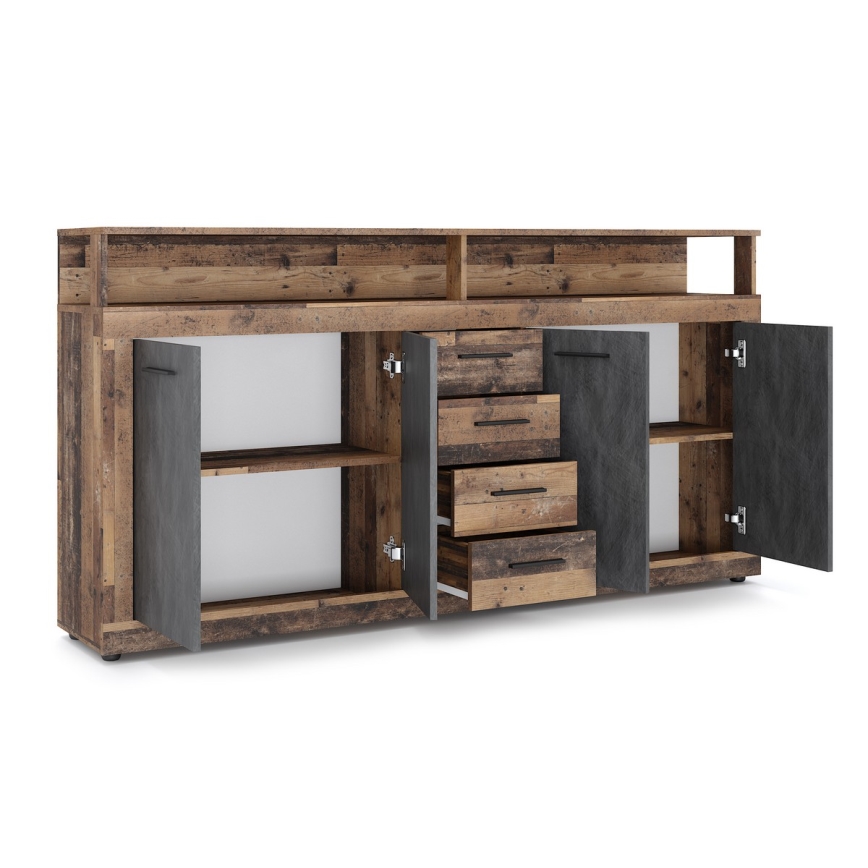 Cómoda RUNA 190x96x32 cm marrón oscuro/antracita