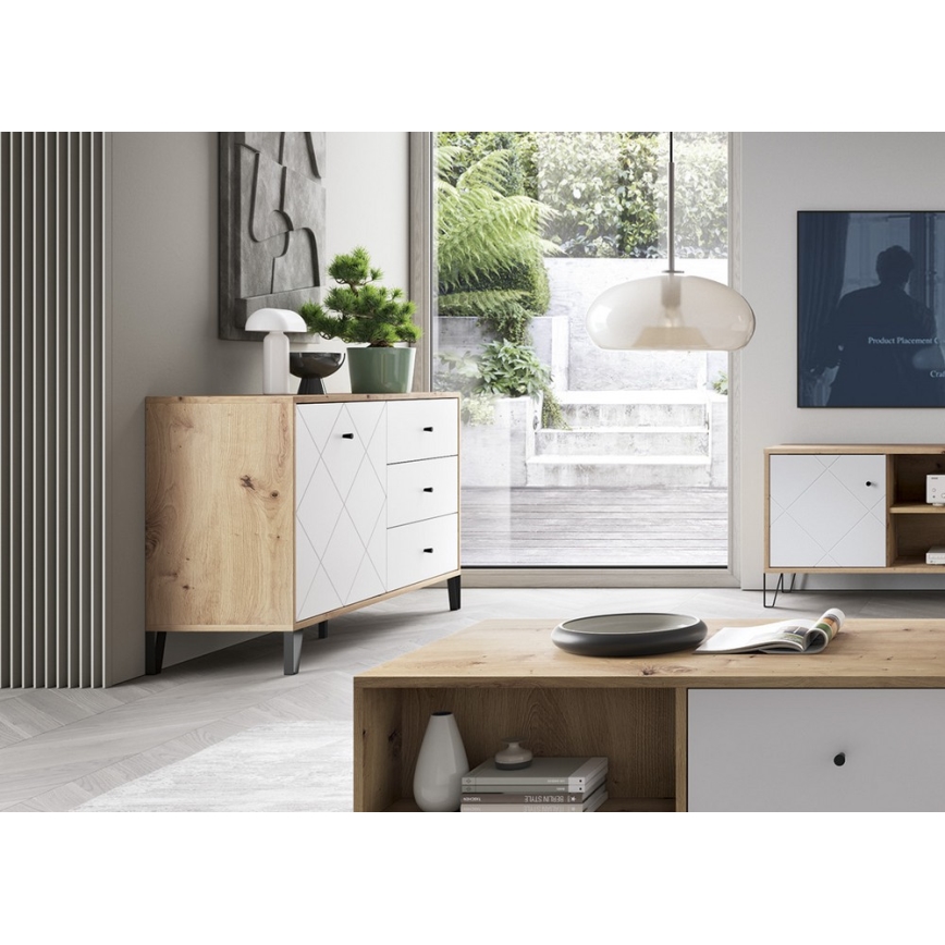 Cómoda SULA roble artisan/blanca