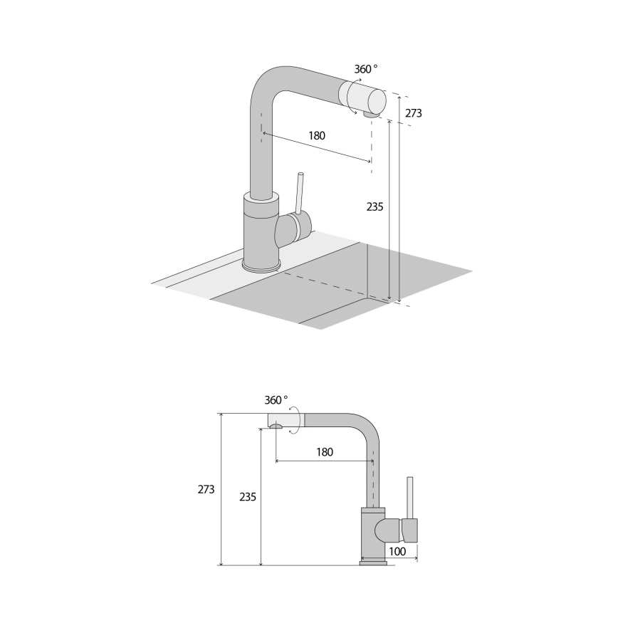 Concept BDG4327BC - Grifo para fregadero de 27,3 cm, acabado granito/negro