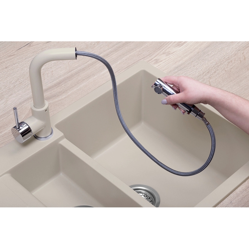 Concept BDG4527BE - Grifo de fregadero con rociador extraíble 26,9 cm granito/beige