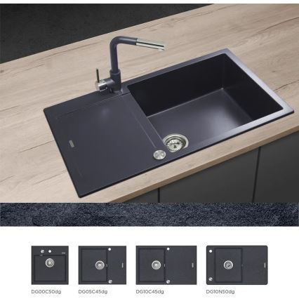 Concept BDG4527DG - Grifo monomando para fregadero con caño extraíble 26,9 cm, acabado granito/gris oscuro