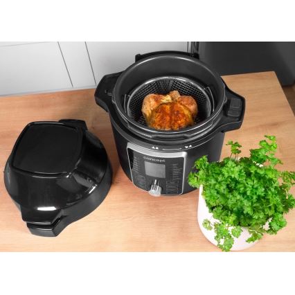 Concept CK8000 - Olla a presión eléctrica multifuncional y freidora de aire 5,6 l 11 en 1 1500W/230V negra