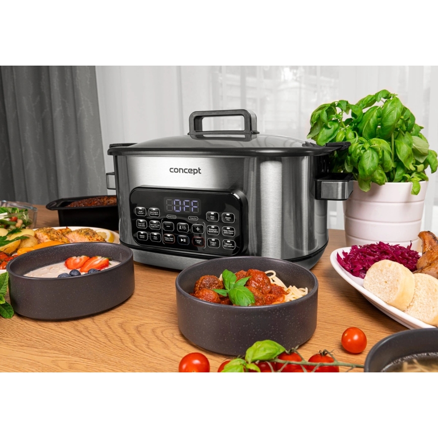 Concept CK9000 - Olla eléctrica multifunción 6 L 10 en 1 1250W/230V acero inoxidable