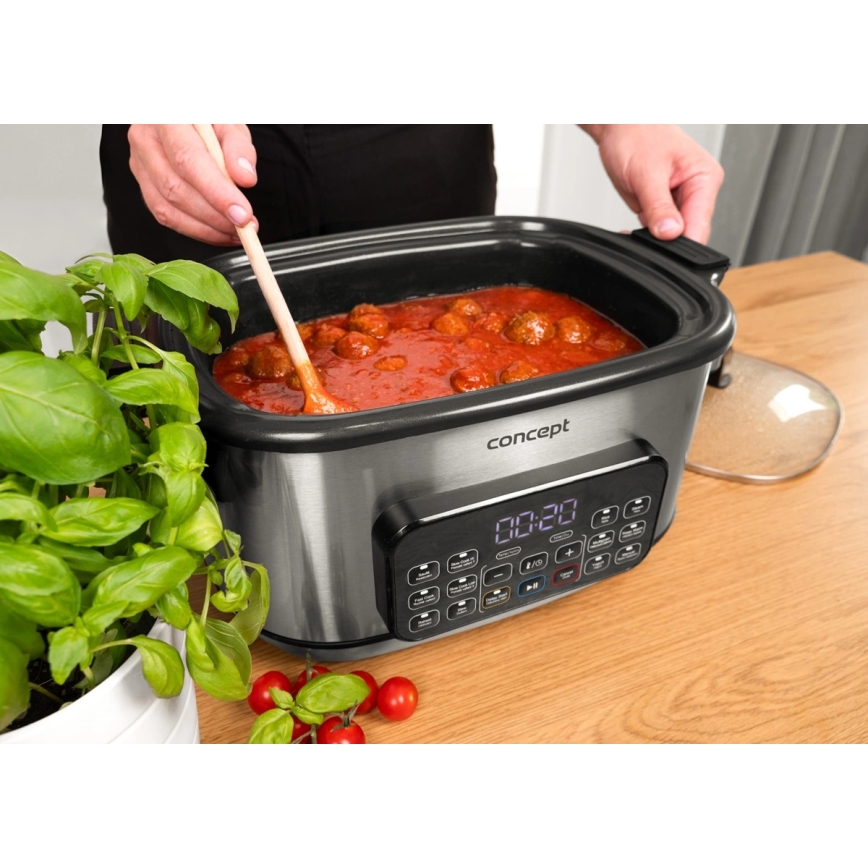 Concept CK9000 - Olla eléctrica multifunción 6 L 10 en 1 1250W/230V acero inoxidable