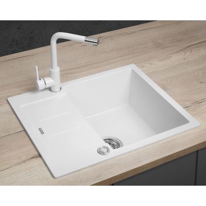 Concept DG05C45WH - Fregadero de cocina CUBIS 50x62 cm granito/blanco