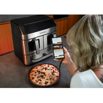 Concept FR9000 - Freidora de aire PIZZA TRIO 18,5 l 2700W/230V acero inoxidable/negro
