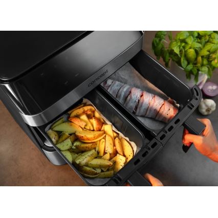 Concept FR9000 - Freidora de aire PIZZA TRIO 18,5 l 2700W/230V acero inoxidable/negro