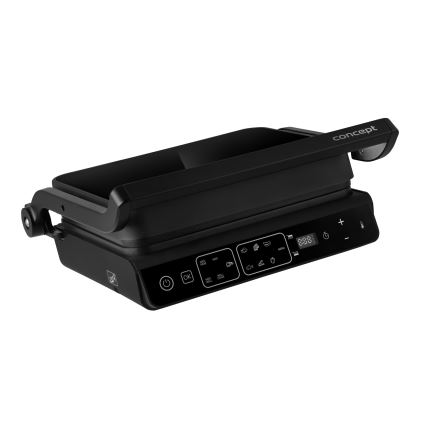 Concept ge3600 - Grill de contacto con sonda de temperatura GLASS 2000W/230V negro