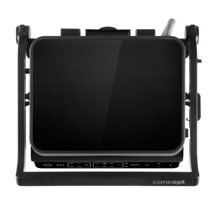Concept ge3600 - Grill de contacto con sonda de temperatura GLASS 2000W/230V negro