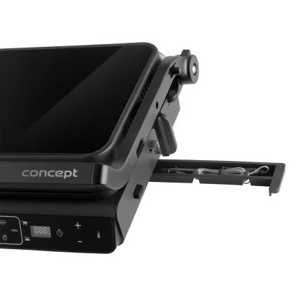 Concept ge3600 - Grill de contacto con sonda de temperatura GLASS 2000W/230V negro