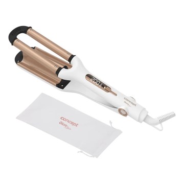 Concept KT2140 - Rizador triple para el cabello GLAM STYLE 100W/230V blanco/rosa dorado