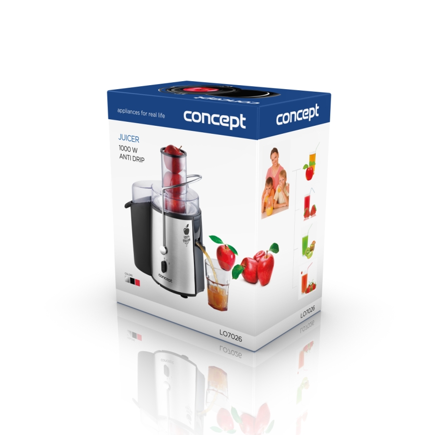 Concept LO7026 - Extractor de jugos centrífugo 1000W/230V negro/acero inoxidable