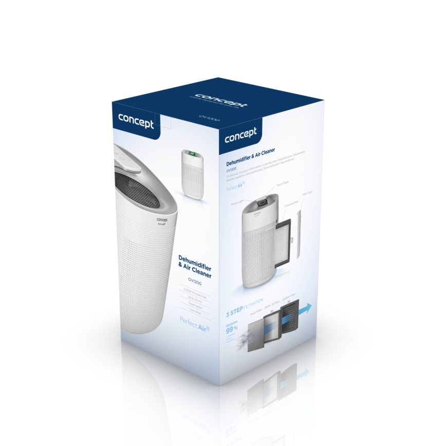 Concept OV1200 - Deshumidificador y purificador de aire PERFECT AIR 1 l 45W/230V blanco
