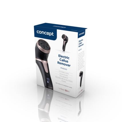 Concept PN3020 - Lima eléctrica para talones PERFECT SKIN 5V 1200 mAh IPX6 negro/oro rosa