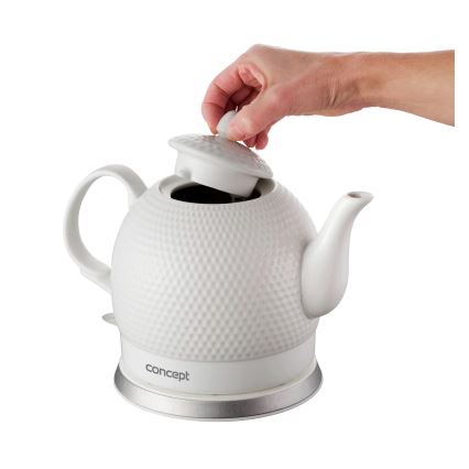 Concept RK0050 - Hervidor eléctrico de ebullición rápida 1,2 l, 1000 W/230 V, blanco/cerámica