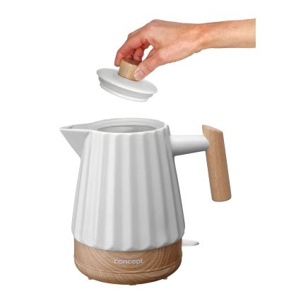 Concept RK0090 - Hervidor eléctrico 1,5 l 1500W/230V blanco/efecto madera/cerámica