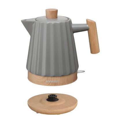 Concept RK0092 - Hervidor eléctrico 1,5 l 1500W/230V gris oscuro/acabado en madera/cerámica