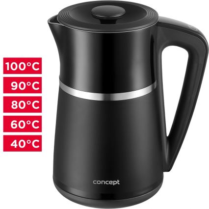 Concept RK3100 - Hervidor eléctrico con control de temperatura 1,7 l 2200W/230V negro