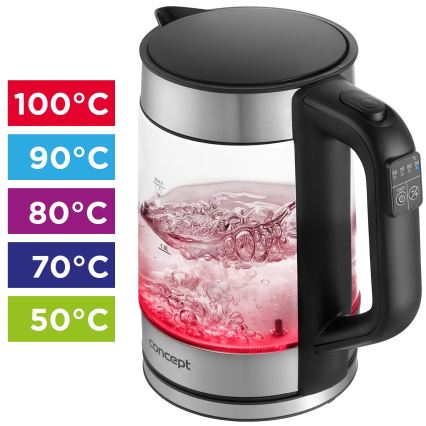 Concept RK4067 - Hervidor eléctrico con control de temperatura 1,7 l 2200 W/230 V de acero inoxidable