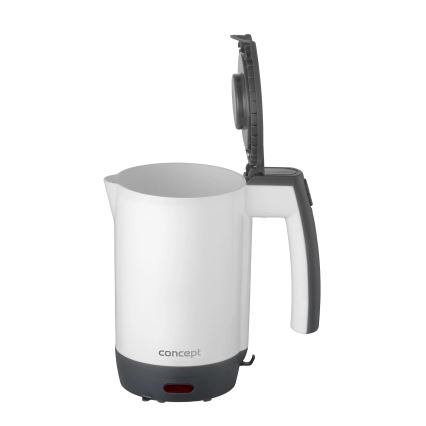Concept RK7030 - Hervidor eléctrico de viaje 0,5 l 1080W/230V gris/blanco + 2 tazas