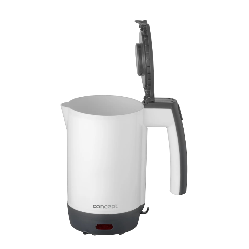 Concept RK7030 - Hervidor eléctrico de viaje 0,5 l 1080W/230V gris/blanco + 2 tazas