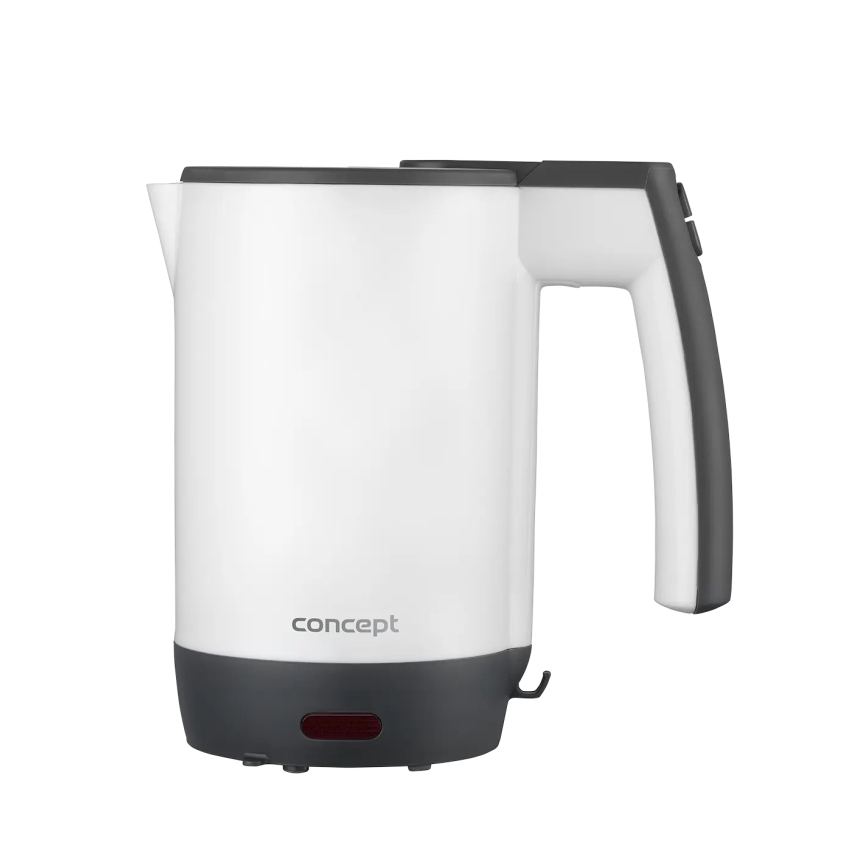 Concept RK7030 - Hervidor eléctrico de viaje 0,5 l 1080W/230V gris/blanco + 2 tazas