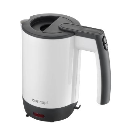 Concept RK7030 - Hervidor eléctrico de viaje 0,5 l 1080W/230V gris/blanco + 2 tazas