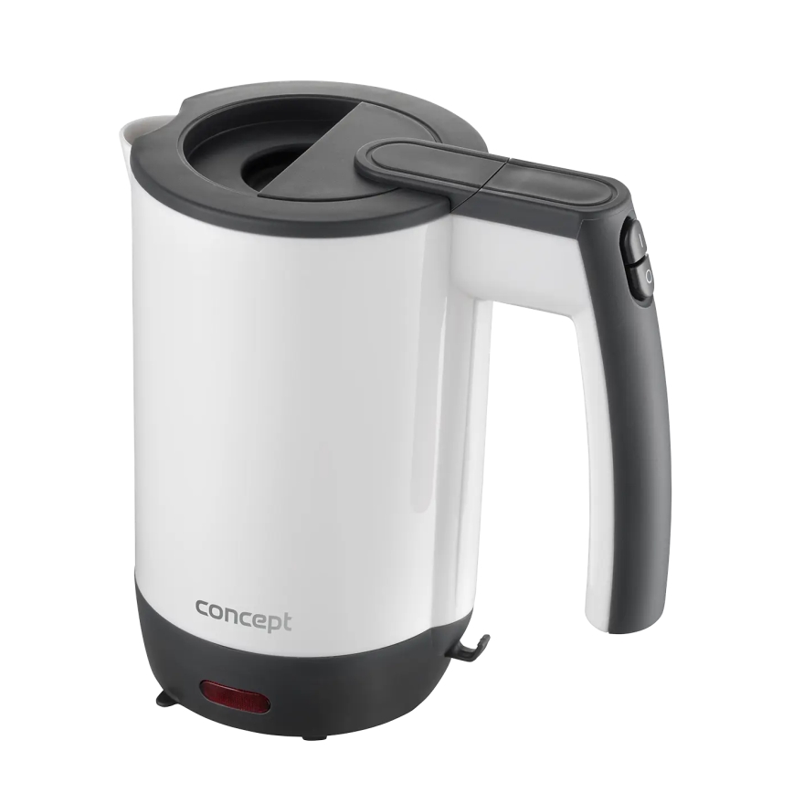 Concept RK7030 - Hervidor eléctrico de viaje 0,5 l 1080W/230V gris/blanco + 2 tazas