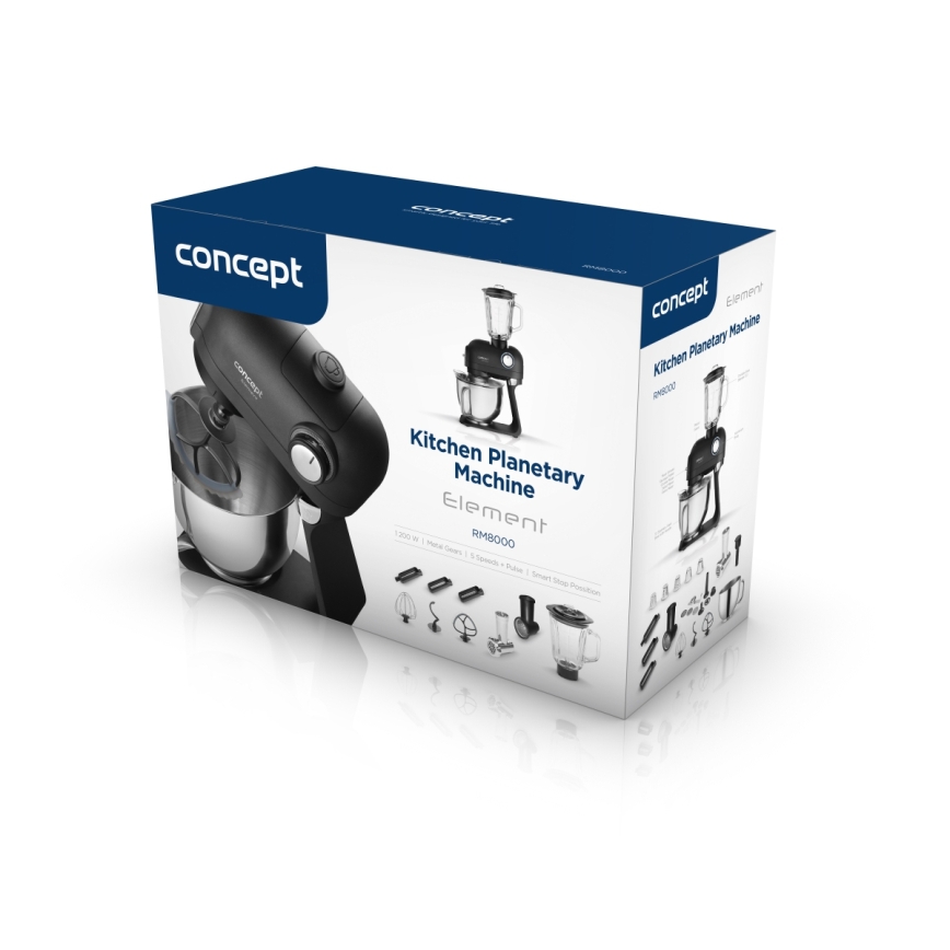 Concept RM8000 - Robot de cocina con recipiente de acero inoxidable, 1200 W/230 V, negro
