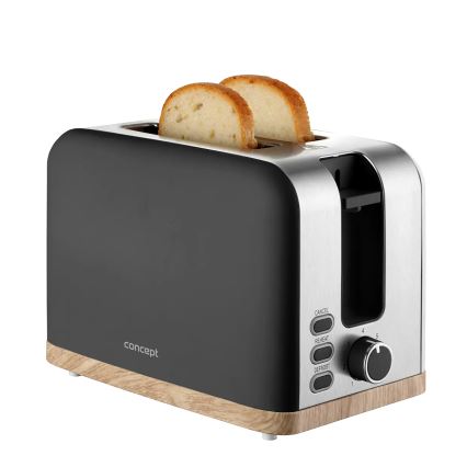 Concept TE2016 - Tostadora de dos ranuras con parrilla para calentar bollos 930W/230V, negro