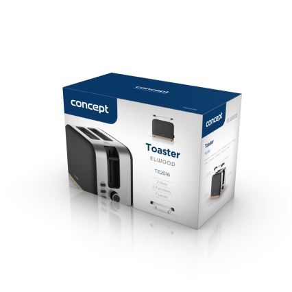 Concept TE2016 - Tostadora de dos ranuras con parrilla para calentar bollos 930W/230V, negro