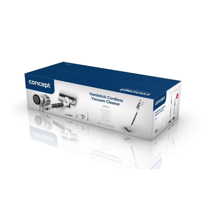 Concept VP6125 - Aspiradora 2 en 1 de escoba y de mano ICONIC Comfort Telescope 400W/29,6V 2000 mAh blanca