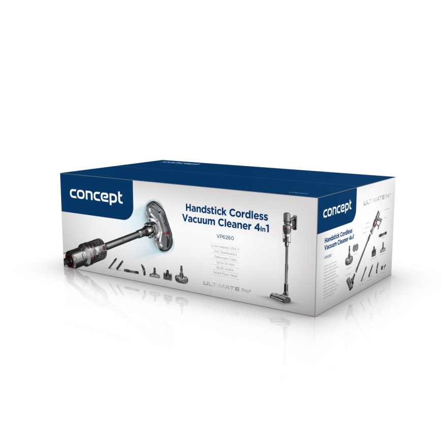 Concept VP6260 - Aspiradora escoba 4 en 1 ULTIMATE PRO+ 500W/29,6V 2200 mAh negra