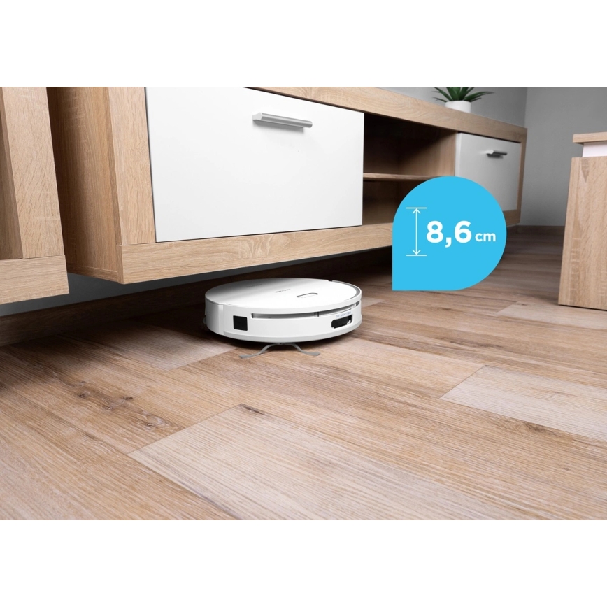 Concept VR4050 - Robot aspirador inteligente 2 en 1 con mopa OPTIMUS AQUA PRO LÁSER 3D, 600W/230V, 5200 mAh, Wi-Fi, blanco