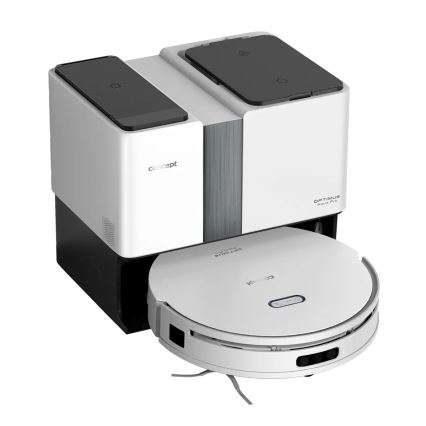 Concept VR4050 - Robot aspirador inteligente 2 en 1 con mopa OPTIMUS AQUA PRO LÁSER 3D, 600W/230V, 5200 mAh, Wi-Fi, blanco